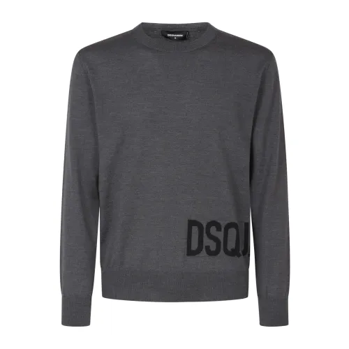 Dsquared2 , Grey Crewneck Sweaters ,Gray male, Sizes: