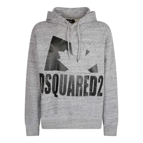 Dsquared2 , Grey Hooded Sweatshirt for Men ,Gray male, Sizes: