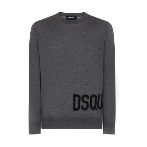Dsquared2 , Grey Knitwear for Men Aw23 ,Gray male, Sizes: