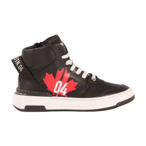 Dsquared2 , High-Top Black Sneakers I21 ,Black male, Sizes: