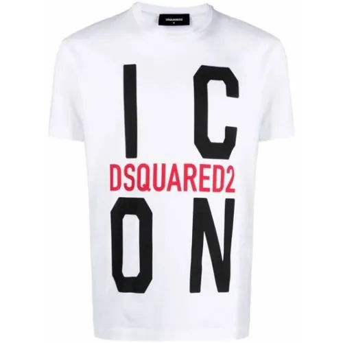 Dsquared2 , Icon Logo Cotton T-shirt in White ,White male, Sizes: