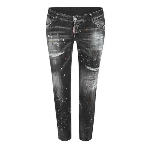 DSQUARED2 Jennifer Cropped Paint Flecked Jeans - Black
