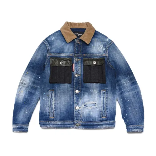 Dsquared2 , Kids Denim Jacket, Iconic Style ,Blue male, Sizes: