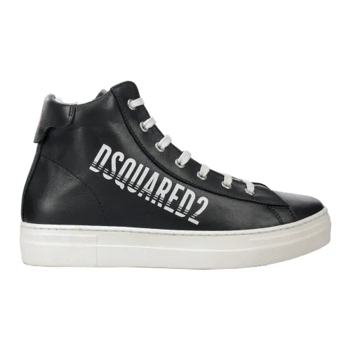 Dsquared2 , Kids Leather Sneakers ,Black male, Sizes: