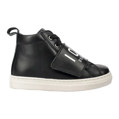 Dsquared2 , Kids Leather Sneakers Black Regular Fit ,Black male, Sizes: