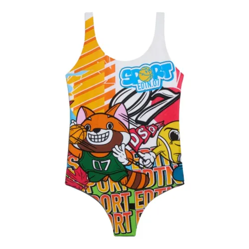 Dsquared2 , Kids One-Piece Swimsuit with All-Over Print ,Multicolor female, Sizes: