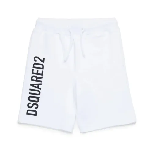 Dsquared2 , Kids White Sports Shorts Elastic Waist ,White male, Sizes: