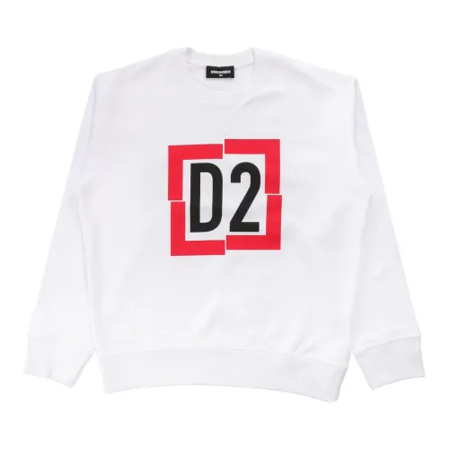 Dsquared2 , Kids White Sweatshirt Regular Fit Cotton ,White male, Sizes: