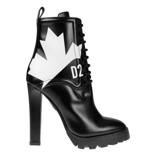 Dsquared2 , Leather Ankle Boots ,Black female, Sizes: