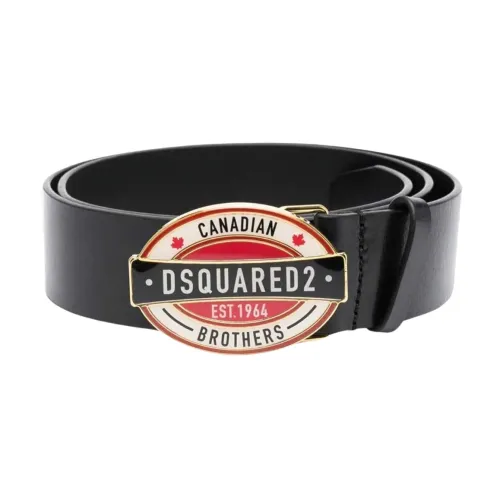 Dsquared2 , Leather Belt with Gold Buckle 100, ,Black male, Sizes: