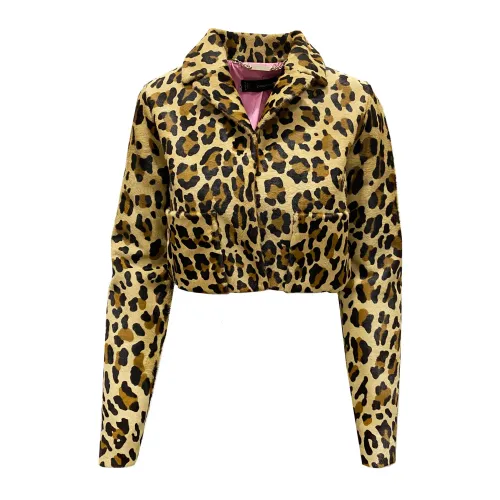 Dsquared2 , Leopard Print Cropped Jacket ,Multicolor female, Sizes: