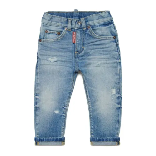 Dsquared2 , Light Blue Denim Jeans with Logo Detail ,Blue unisex, Sizes: