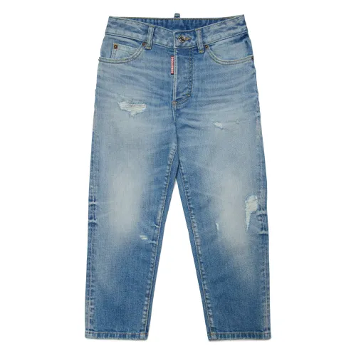 Dsquared2 , Light-colored boyfriend jeans with breaks - Boston ,Blue female, Sizes: