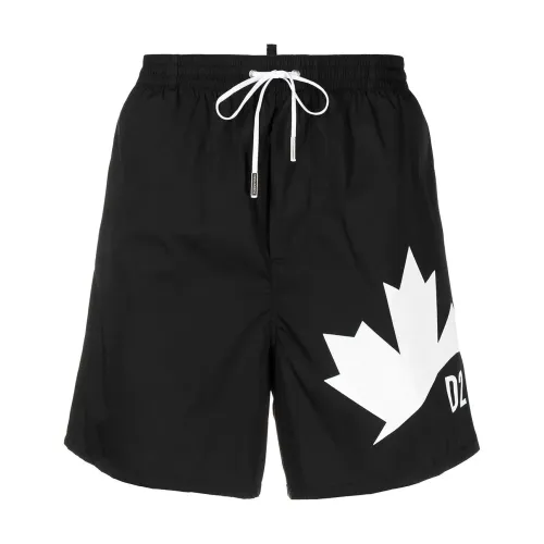 Dsquared2 , Logo Print Swim Shorts ,Black male, Sizes: