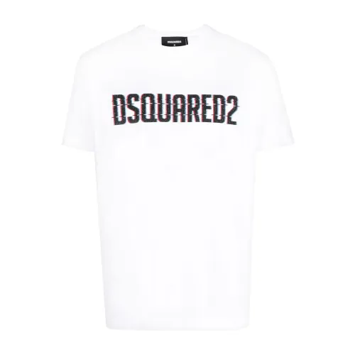 Dsquared2 , Logo Print White T-shirts and Polos ,White male, Sizes: