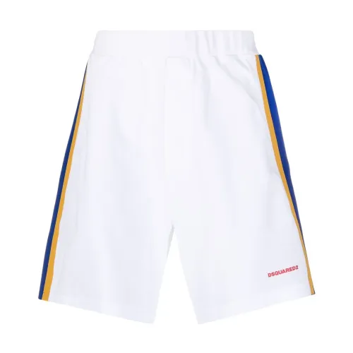 Dsquared2 , Logo Side Stripe Shorts ,White male, Sizes: