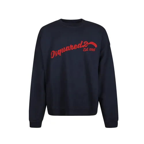 Dsquared2 , Male Icon Collection Sweatshirt ,Blue male, Sizes: