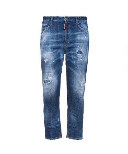 Dsquared2 Mens Brad Jean Destroyed Reinforced Denim Jeans - Blue Cotton
