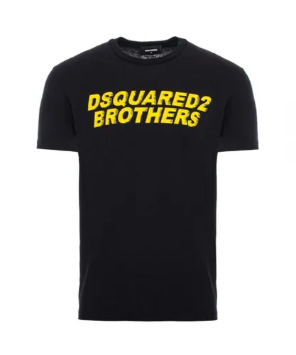 Dsquared2 Mens Brothers Fading Logo Black T-Shirt Cotton