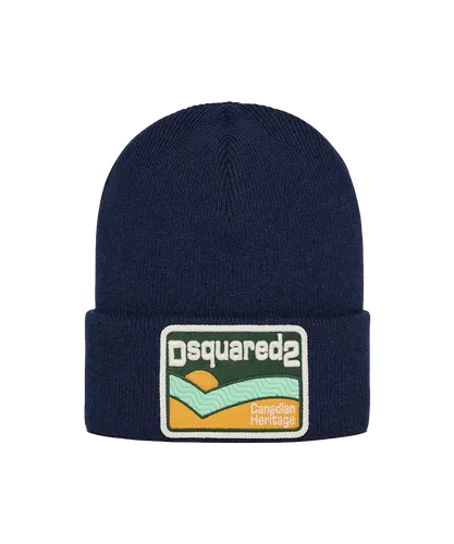 Dsquared2 Mens Canadian Heritage Beanie in Navy Blue Cotton - One