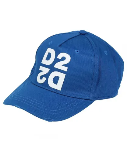 Dsquared2 Mens D2 Mirrored Logo Blue Cap Cotton - One