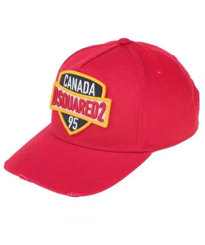 Dsquared2 Mens Embroidered Canada 95 Shield Logo Red Cap - One