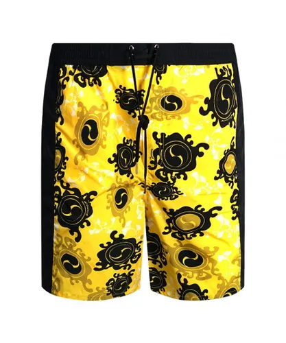 Dsquared2 Mens Floral All-Over Design Yellow Swim Shorts Polyamide