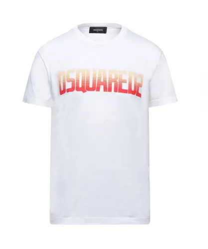Dsquared2 Mens Gradient Logo White T-Shirt Cotton