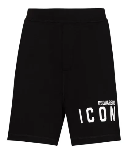 Dsquared2 Mens Icon Logo-Print Shorts Black Cotton