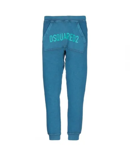 Dsquared2 Mens Logo Kangaroo Pocket Blue Sweatpants Cotton