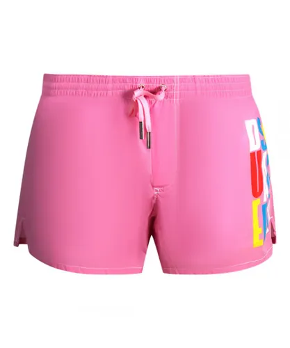 Dsquared2 Mens Multi-Colour Block Logo Pink Swim Shorts Polyamide