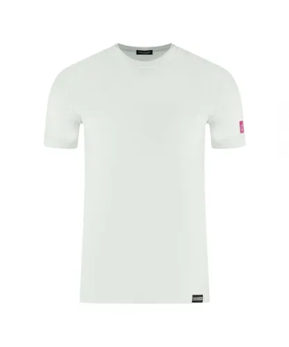 Dsquared2 Mens Pink Icon Box Logo on Sleeve White Underwear T-Shirt