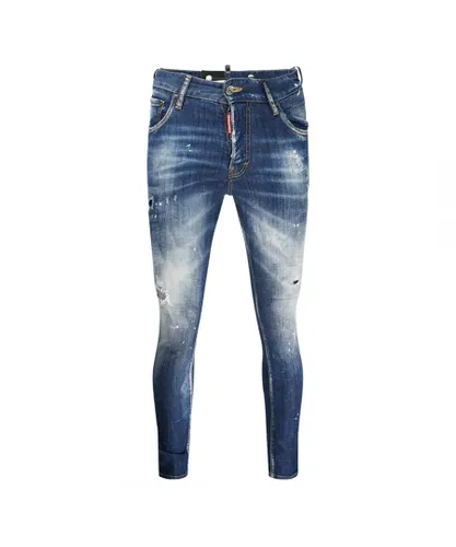 Dsquared2 Mens Sexy Mercury Jean Destroyed Reinforced Jeans - Blue Cotton