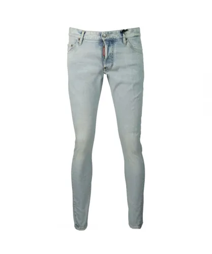 Dsquared2 Mens Sexy Twist Jean Faded Light Blue Jeans Cotton