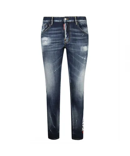 Dsquared2 Mens Skater Jean Large Print Jeans - Blue Cotton