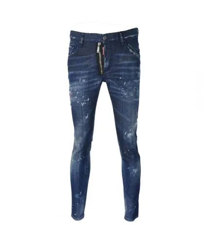 Dsquared2 Mens Skater Jean Zip Paint Splash Jeans - Blue Cotton