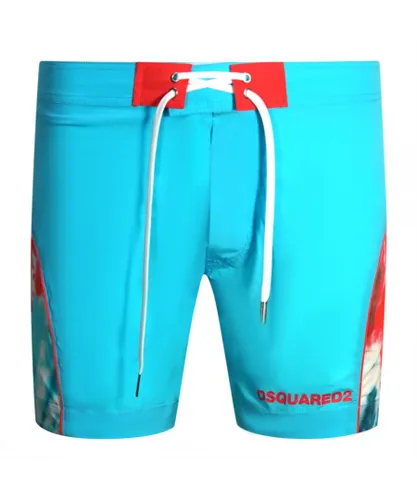 Dsquared2 Mens Tie Dye Design Blue Swim Shorts Polyamide