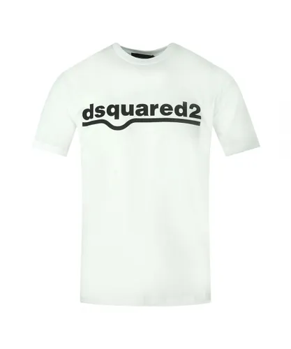 Dsquared2 Mens Underlined Logo Cool Fit White T-Shirt Cotton