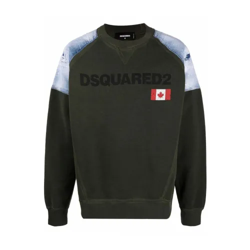 Dsquared2 , Military Green Cotton Sweatshirt ,Green male, Sizes: