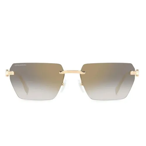 Dsquared2 , Modern and Stylish Sunglasses with Gold Frame and Mirrored Lenses ,Yellow female, Sizes: