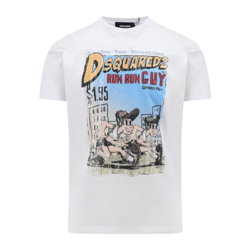 Dsquared2 , Multicolor Print Cotton T-Shirt ,White male, Sizes: