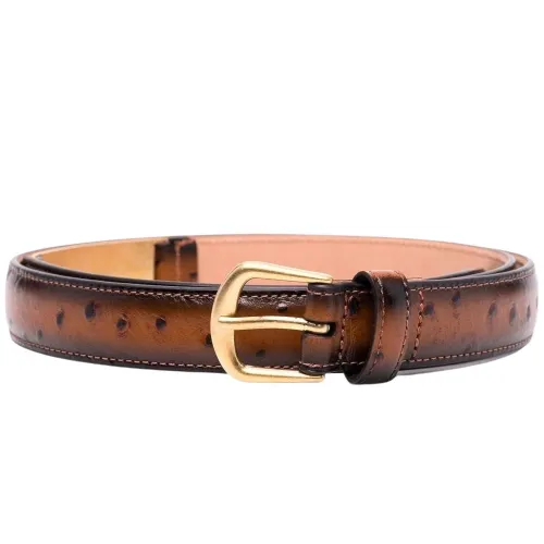 Dsquared2 , Ostrich Effect Leather Belt ,Brown male, Sizes: