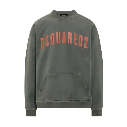 Dsquared2 , Oversized Fit Military Green Sweatshirt ,Green male, Sizes: