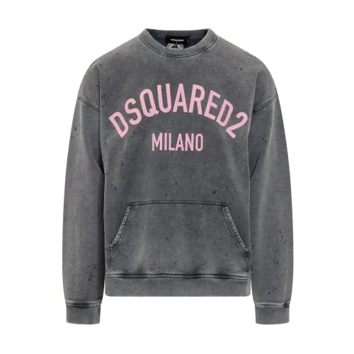 Dsquared2 , Oversized Fit Sweatshirt in Grey ,Gray male, Sizes: