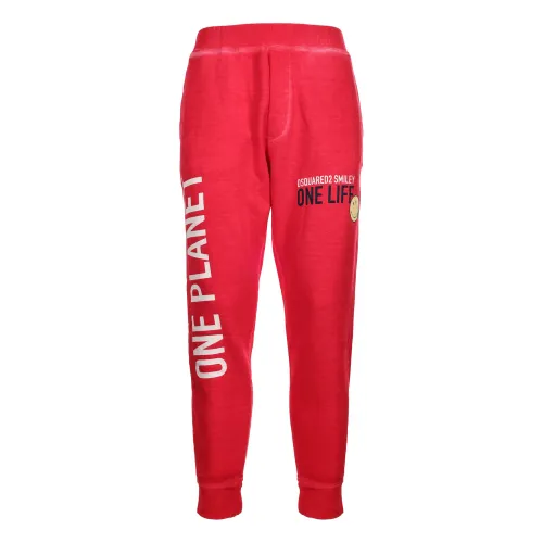 Dsquared2 , Printed Slim-Fit Sweatpants ,Red male, Sizes: