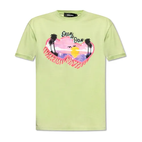 Dsquared2 , Printed T-shirt ,Green male, Sizes: