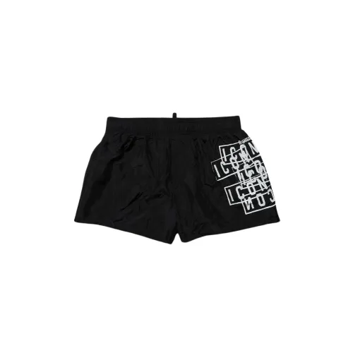 Dsquared2 , Quick Dry Boxer Shorts with Logo Print ,Black male, Sizes: