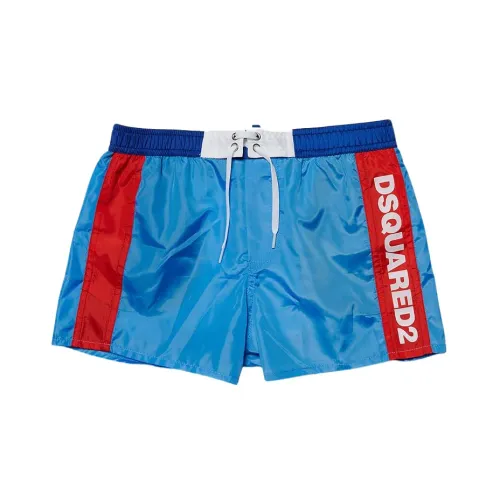 Dsquared2 , Quick Dry Logo Print Boxer Shorts ,Blue male, Sizes: