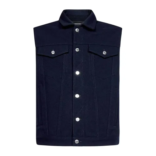 Dsquared2 , Quilted Gilet Regular Fit Vest ,Blue male, Sizes: