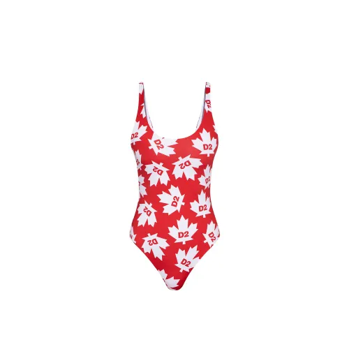 Dsquared2 , Red and White Monogram One-Piece Swimsuit ,Red female, Sizes: